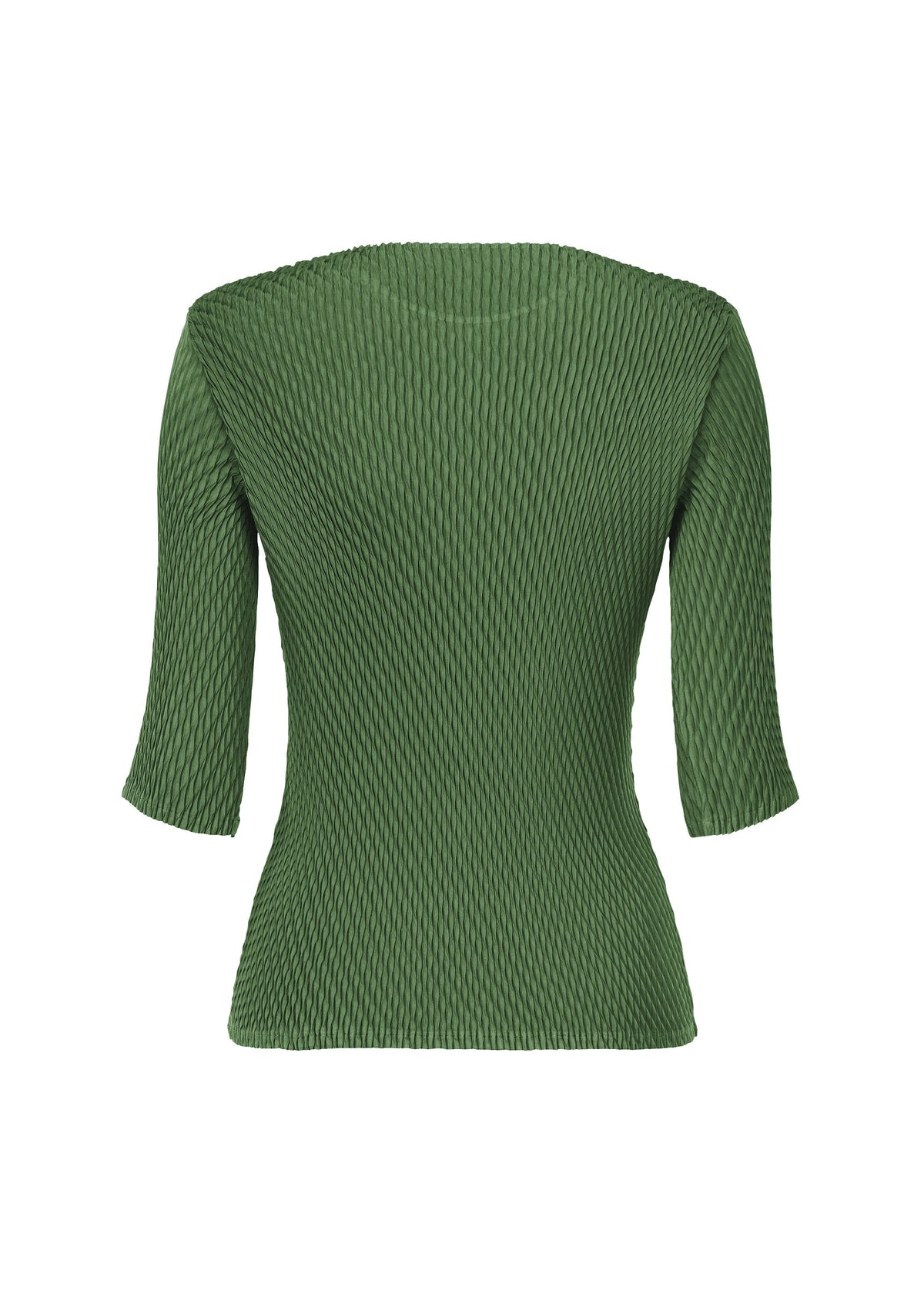 A detail shot of the ISSEY MIYAKE RHOMBUS PLEATS shirt.