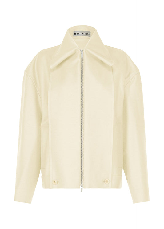 A product shot of the ISSEY MIYAKE SHELL blouson in off-white.