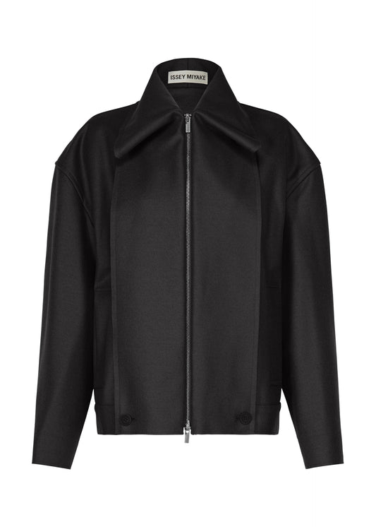 A product shot of the ISSEY MIYAKE SHELL blouson in black.