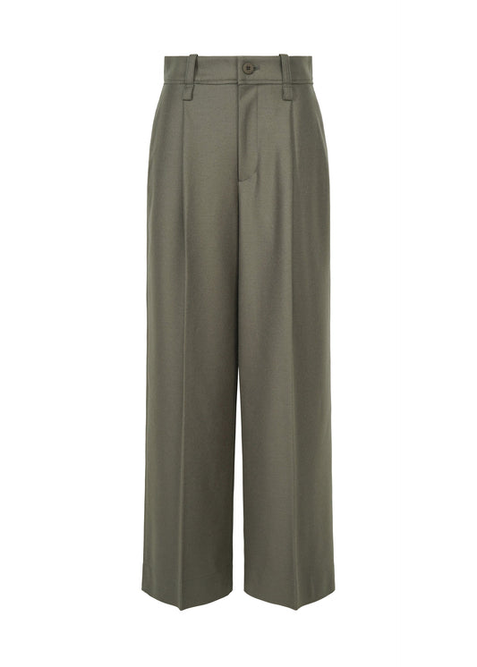 A product shot of the ISSEY MIYAKE SHELL trousers in gray.