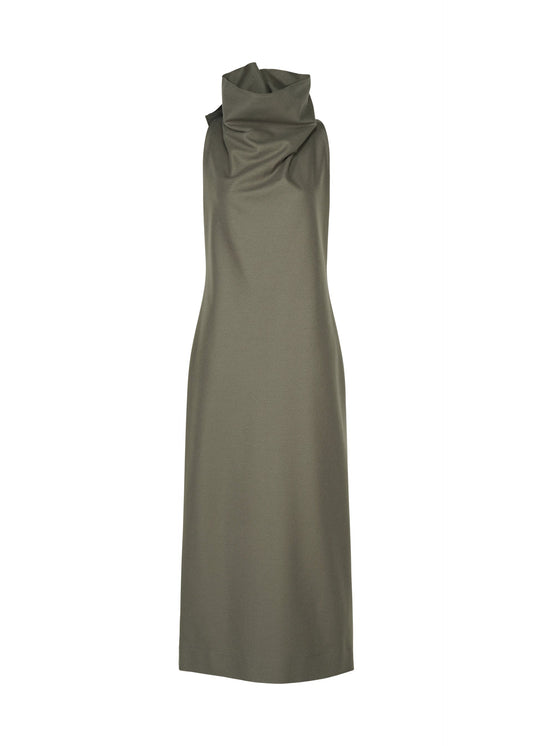A product shot of the ISSEY MIYAKE SHELL dress in gray.