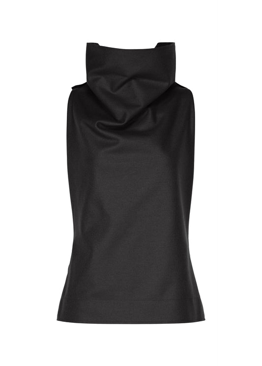 A product shot of the ISSEY MIYAKE SHELL shirt in black.