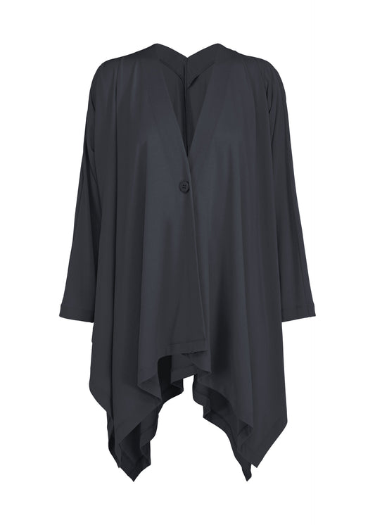 A product shot of the ISSEY MIYAKE DRAPE JERSEY-68 cardigan in dark navy.