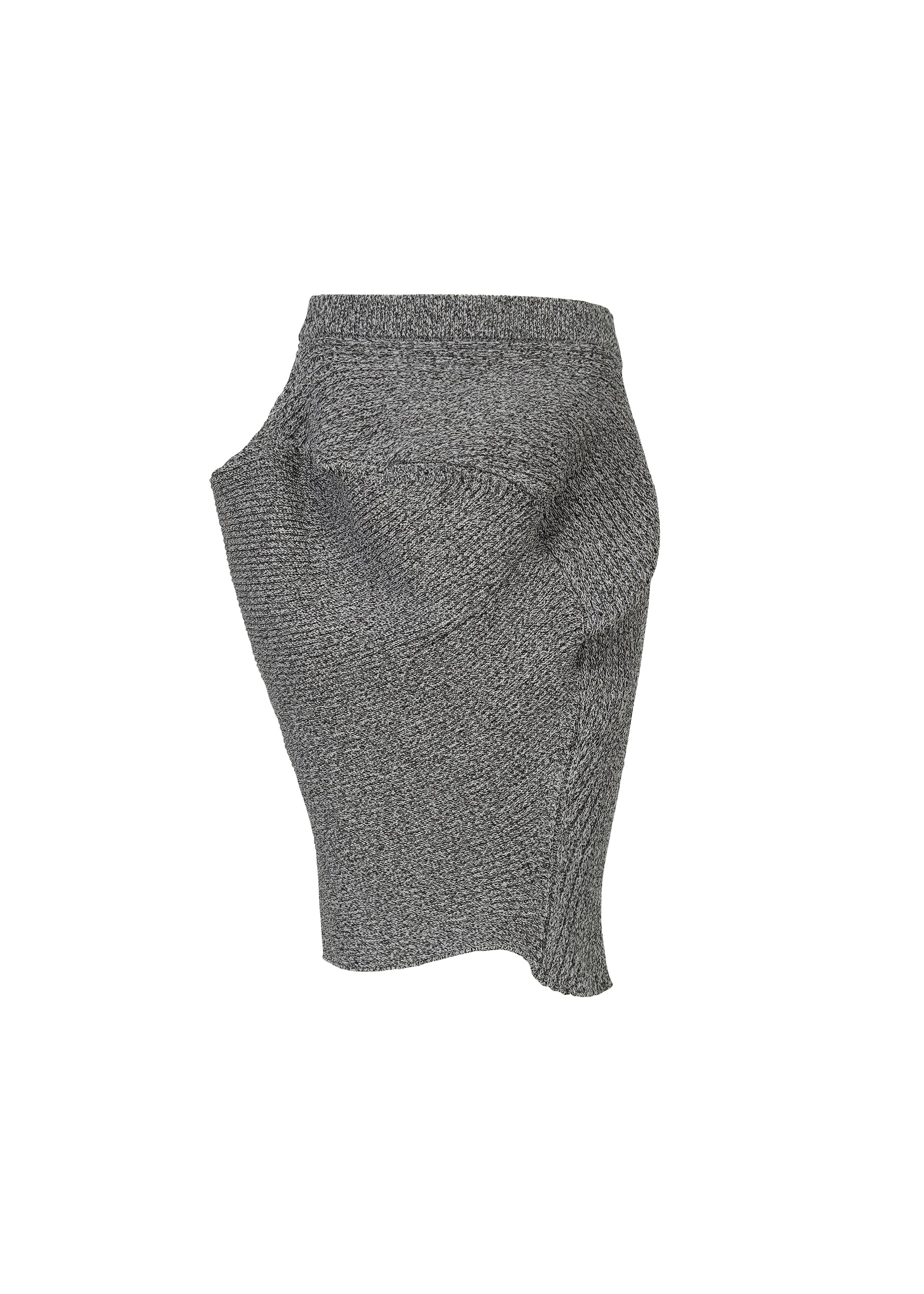 A product shot of the ISSEY MIYAKE FOUND STONE skirt in gray.