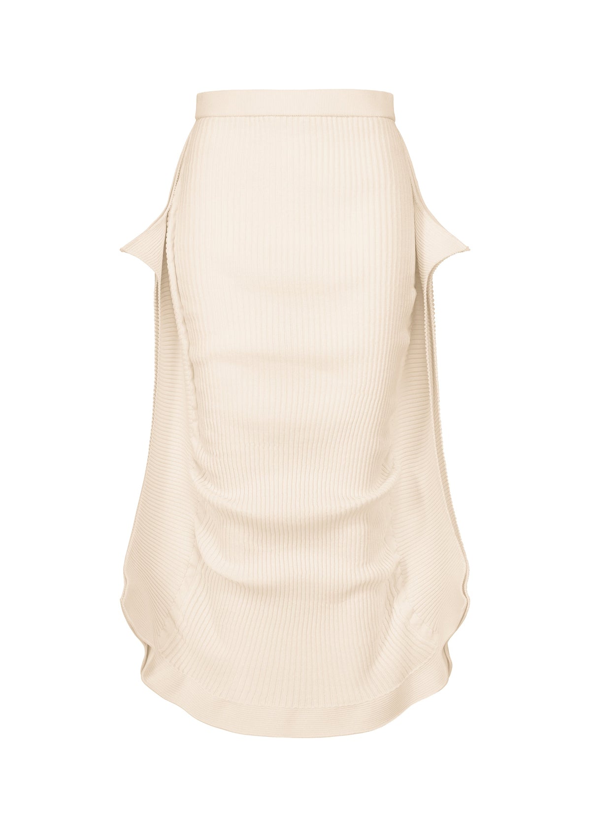 A product shot of the ISSEY MIYAKE PRANCE skirt in ivory.