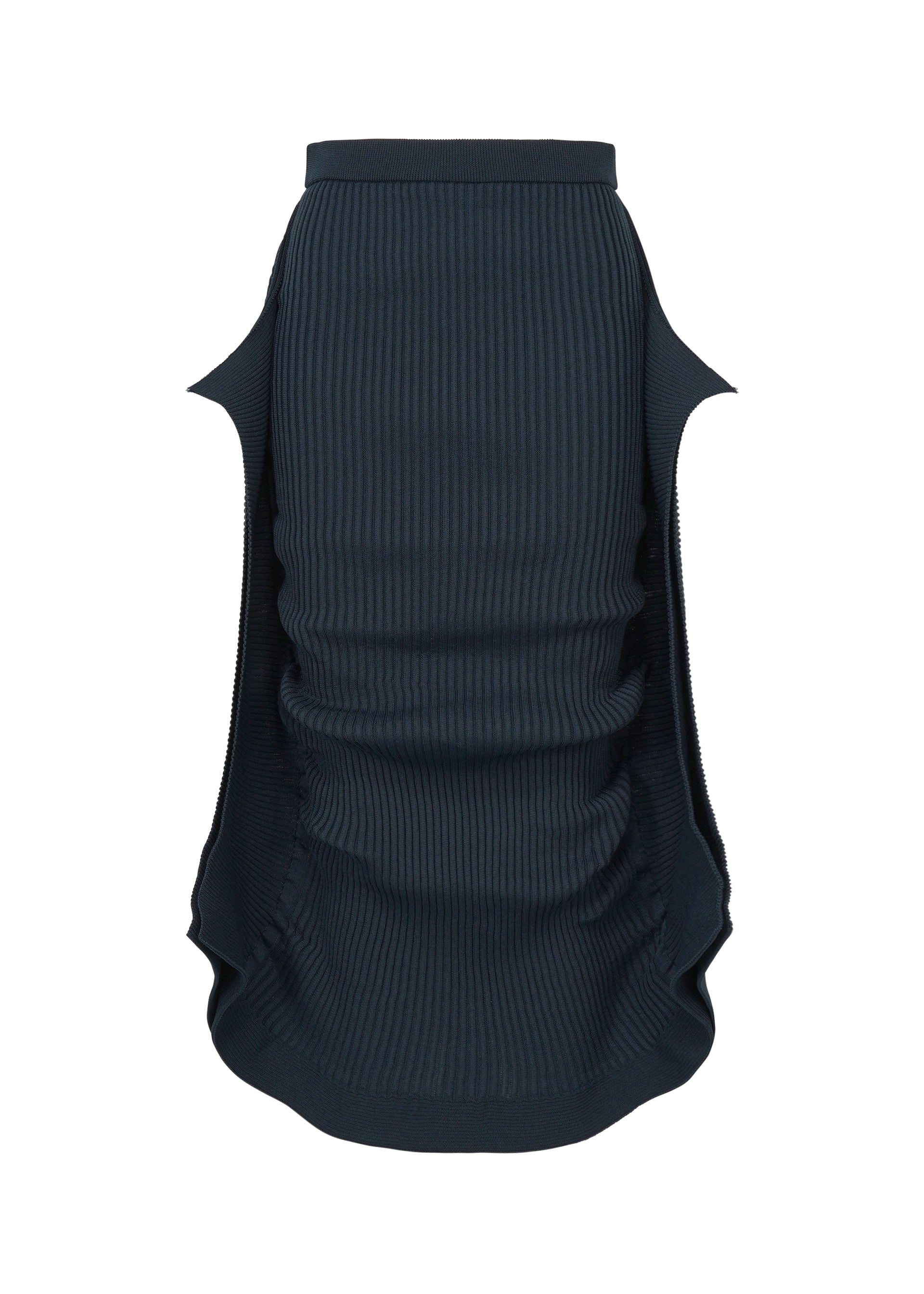 A product shot of the ISSEY MIYAKE PRANCE skirt in navy.