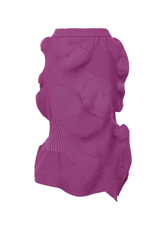 A product shot of the ISSEY MIYAKE KONE KONE skirt in purple.