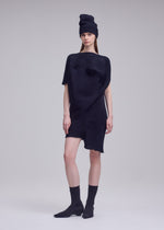 A model wears the ISSEY MIYAKE FOUND STONE found-stone-dress-grey-1.