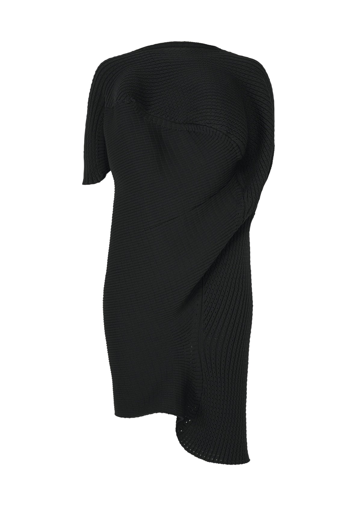 A product shot of the ISSEY MIYAKE FOUND STONE dress in black.