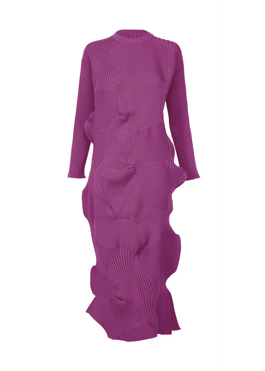 A product shot of the ISSEY MIYAKE KONE KONE dress in purple.