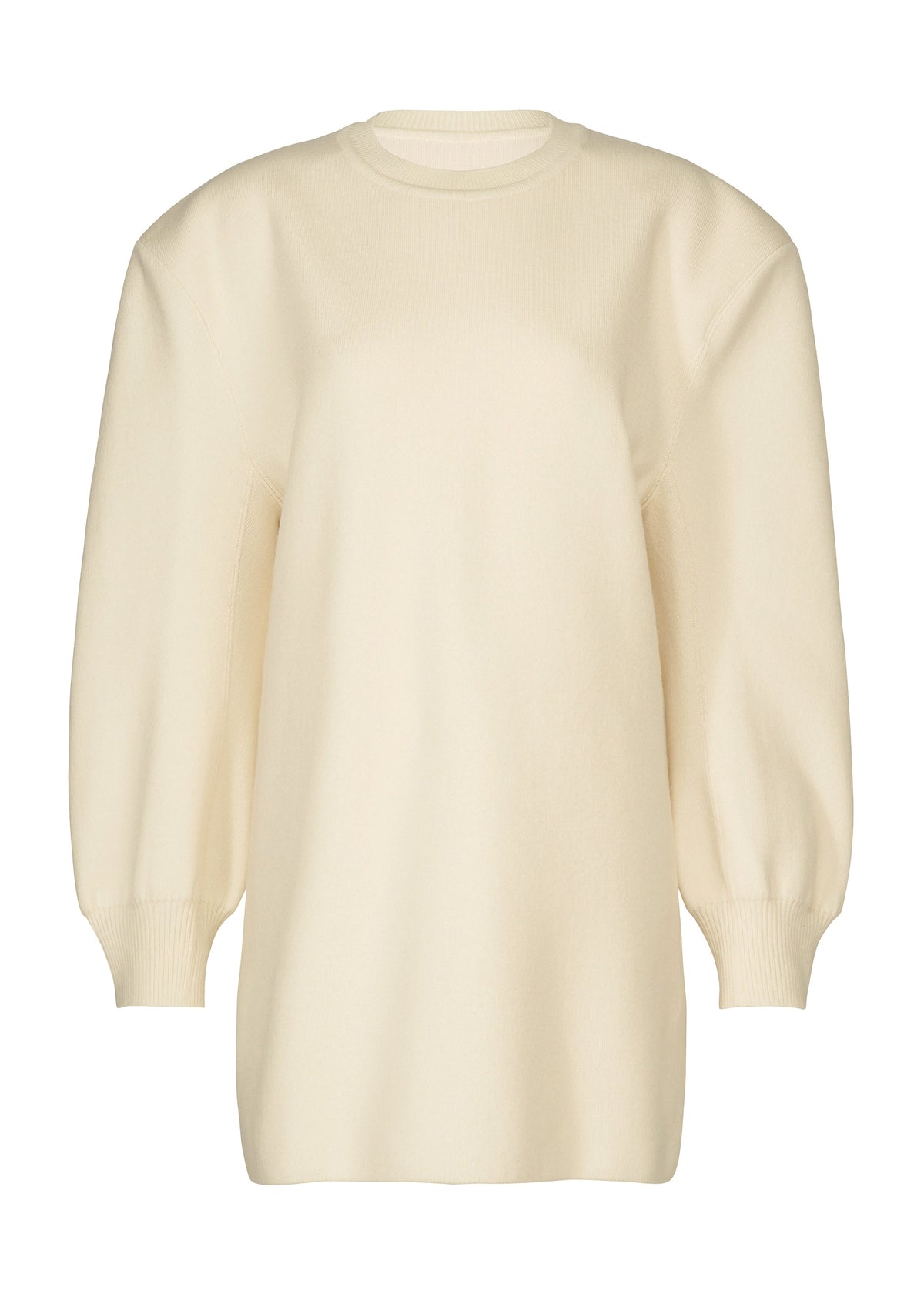 A product shot of the ISSEY MIYAKE HANDSOME KNIT dress in off-white.