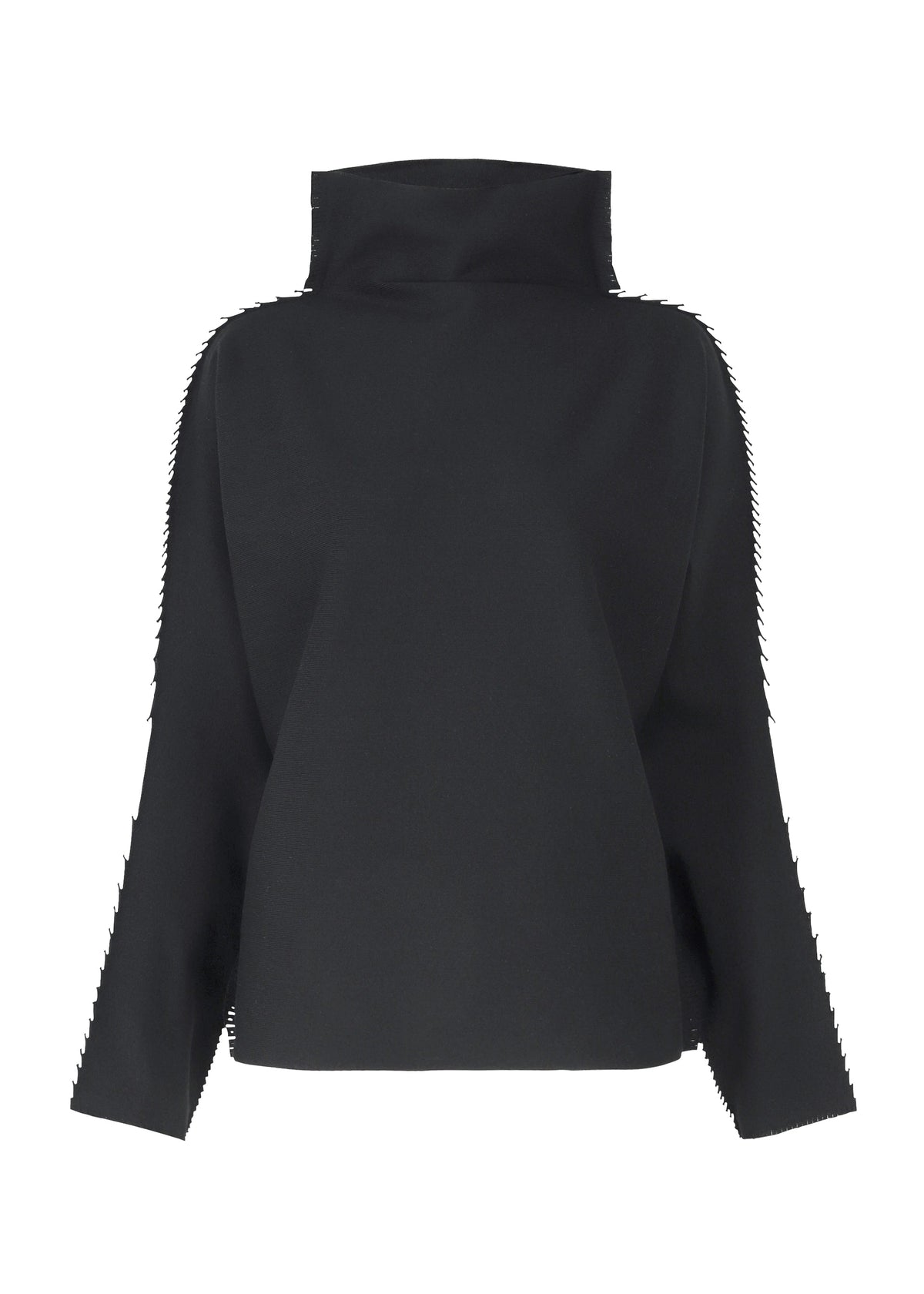 A product shot of the ISSEY MIYAKE CAMPAGNE top in black.