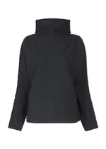 A product shot of the ISSEY MIYAKE CAMPAGNE top in black.