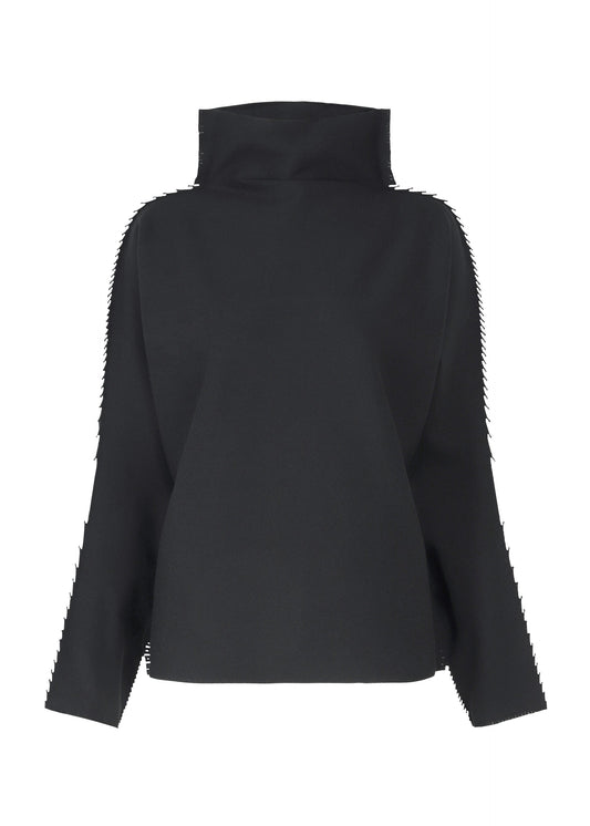 A product shot of the ISSEY MIYAKE CAMPAGNE top in black.