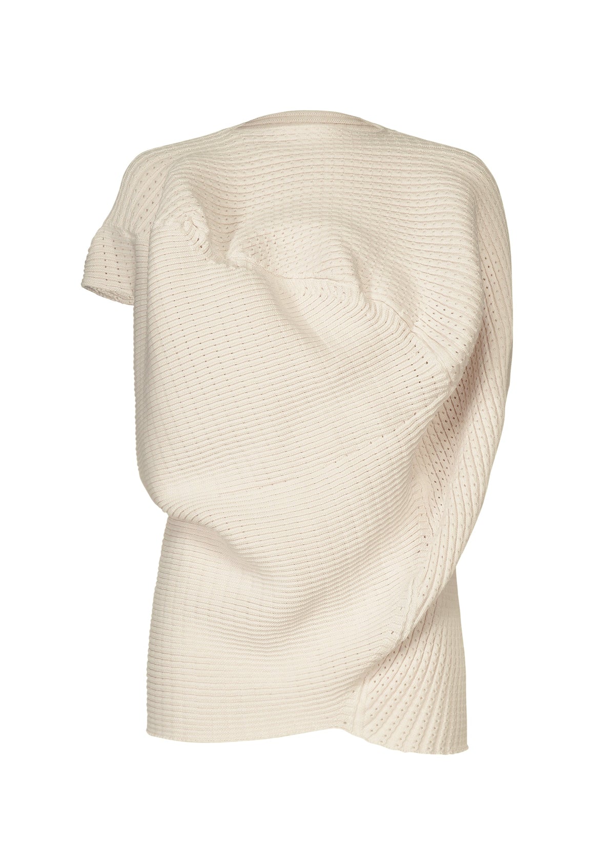 A product shot of the ISSEY MIYAKE FOUND STONE top in off-white.
