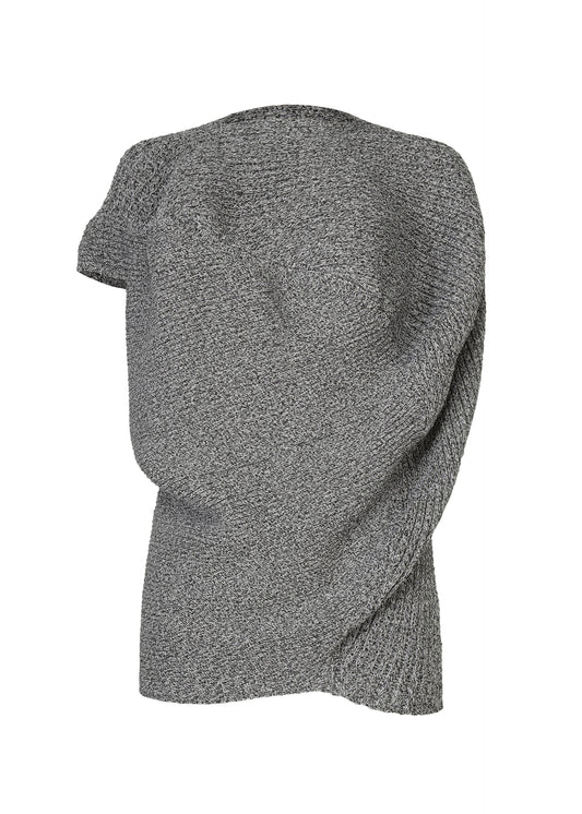 A product shot of the ISSEY MIYAKE FOUND STONE top in gray.