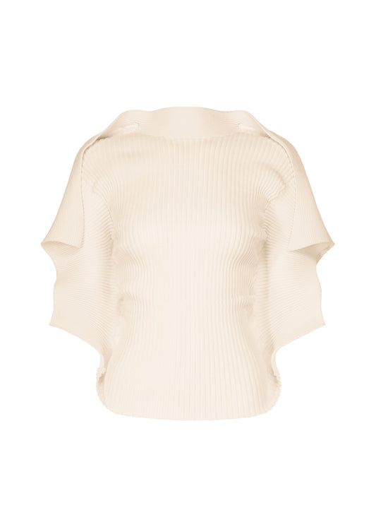 A product shot of the ISSEY MIYAKE PRANCE top in ivory.