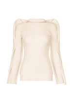 A product shot of the ISSEY MIYAKE PRANCE top in ivory.