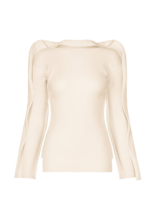 A product shot of the ISSEY MIYAKE PRANCE top in ivory.