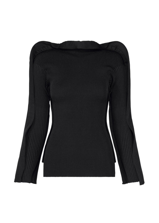 A product shot of the ISSEY MIYAKE PRANCE top in black.