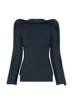 A product shot of the ISSEY MIYAKE PRANCE top in navy.