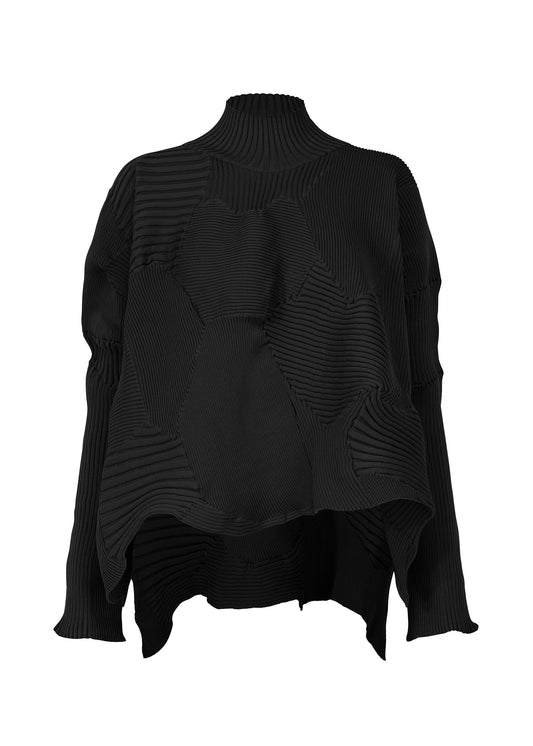 A product shot of the ISSEY MIYAKE KONE KONE top in black.