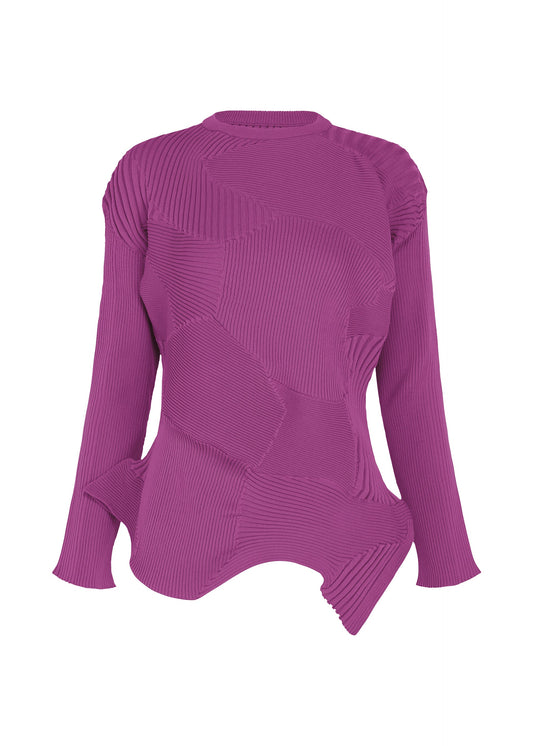 A product shot of the ISSEY MIYAKE KONE KONE top in purple.