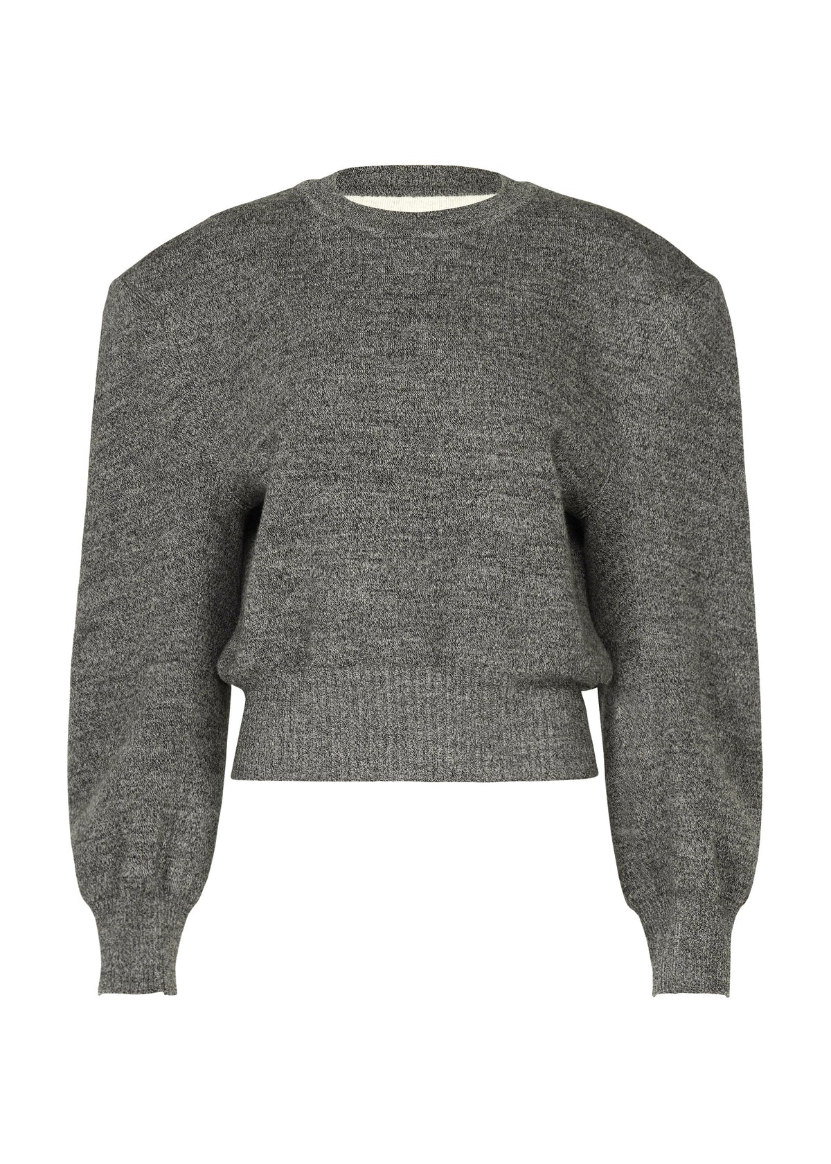 A product shot of the ISSEY MIYAKE HANDSOME KNIT top in gray.