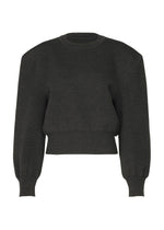 A product shot of the ISSEY MIYAKE HANDSOME KNIT top in black.