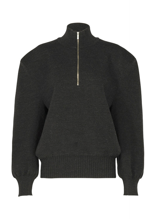 A product shot of the ISSEY MIYAKE HANDSOME KNIT top in black.