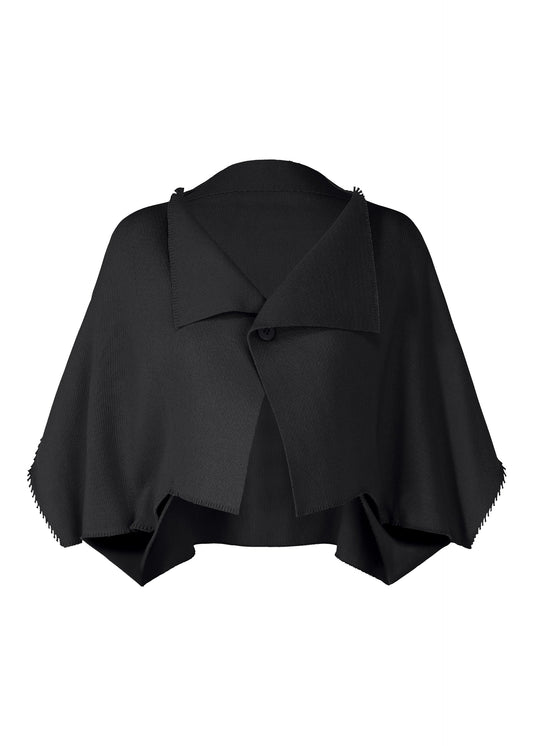 A product shot of the ISSEY MIYAKE CAMPAGNE cardigan in black.