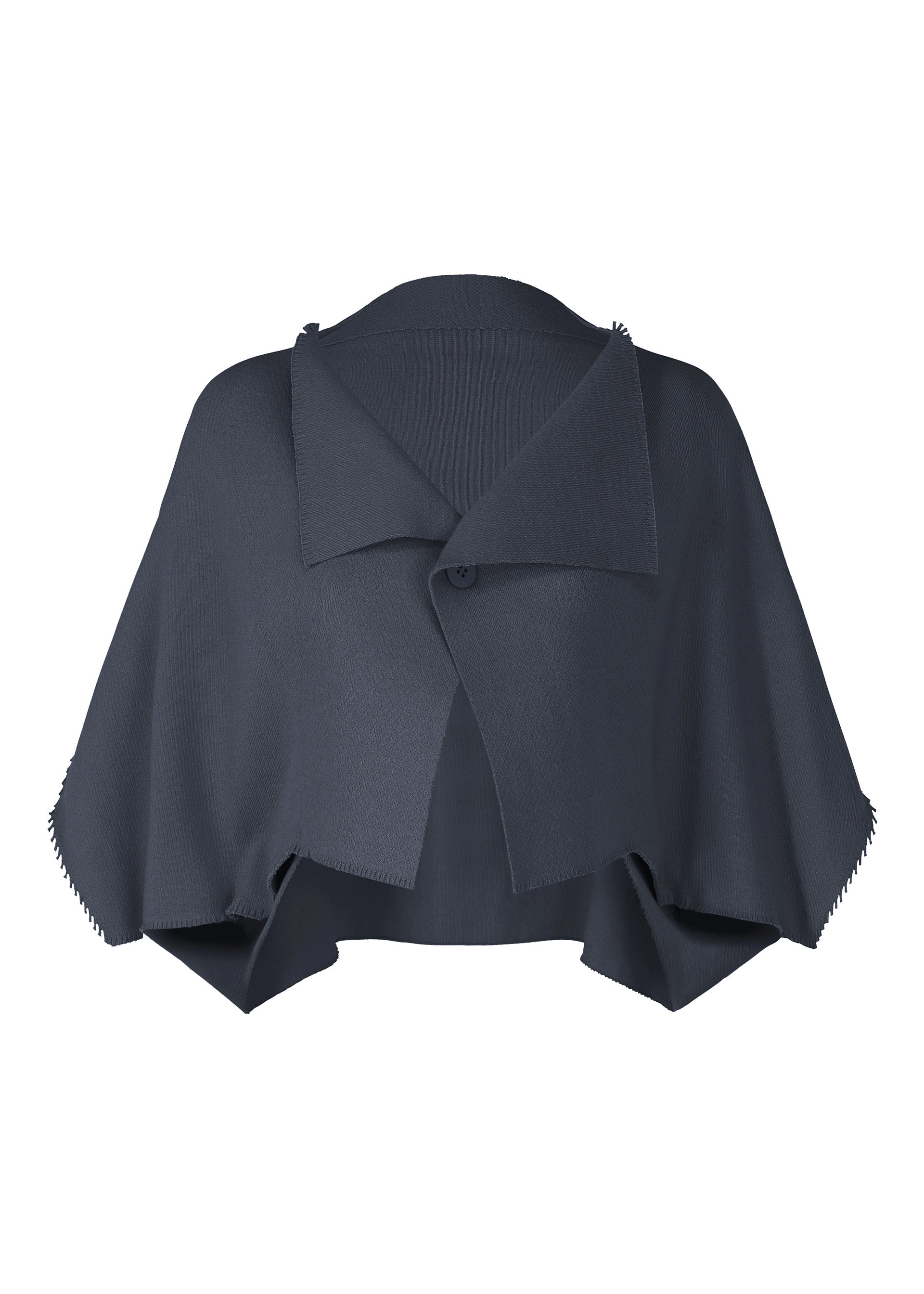 A product shot of the ISSEY MIYAKE CAMPAGNE cardigan in dark navy.