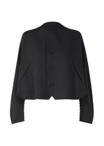 A product shot of the ISSEY MIYAKE CAMPAGNE cardigan in black.