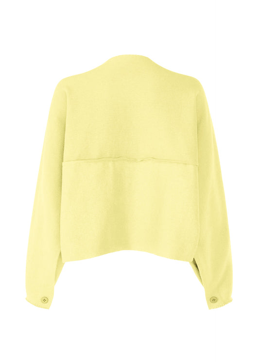 A detail shot of the ISSEY MIYAKE CAMPAGNE cardigan.