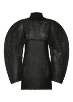 A product shot of the ISSEY MIYAKE PANINI PULLED dress in black.