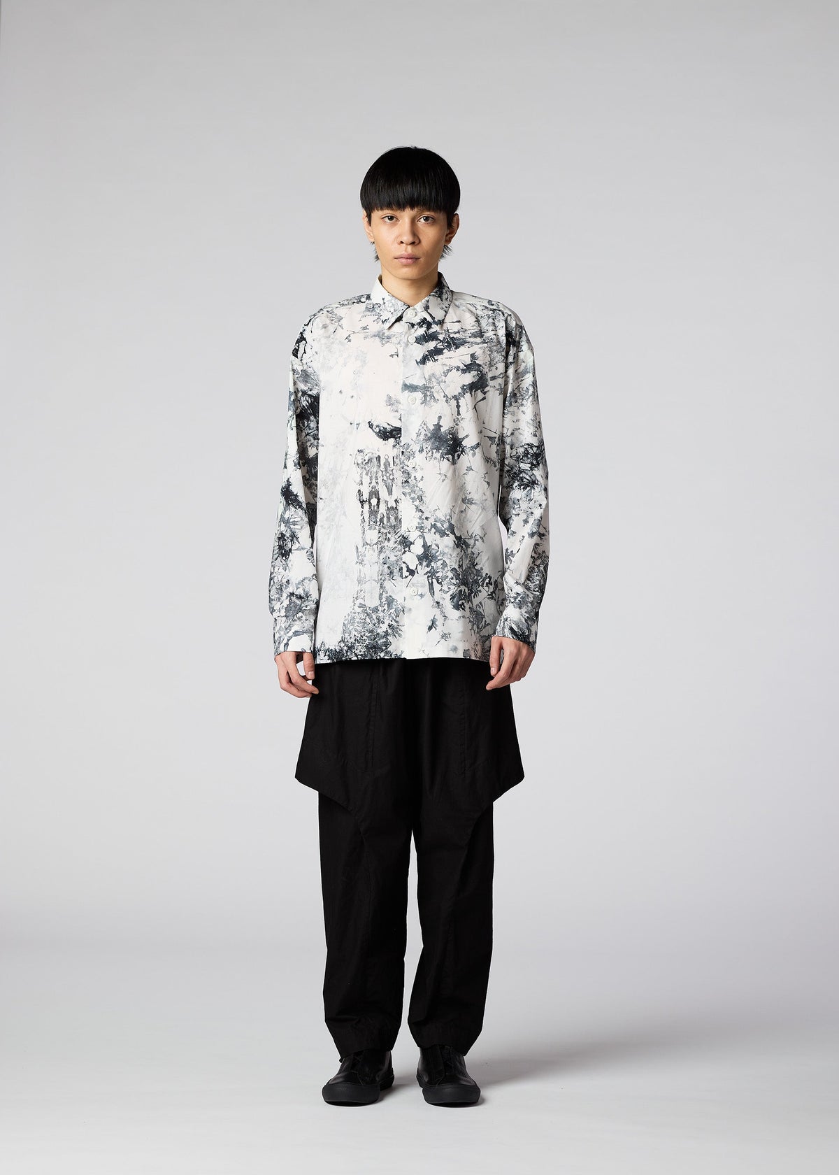 A model wears the IM Men ROKETSU shirt.