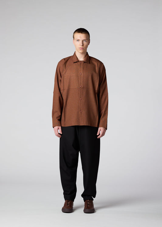 A model wears the IM Men WOOL LIKE COMPACT SHIRT shirt.