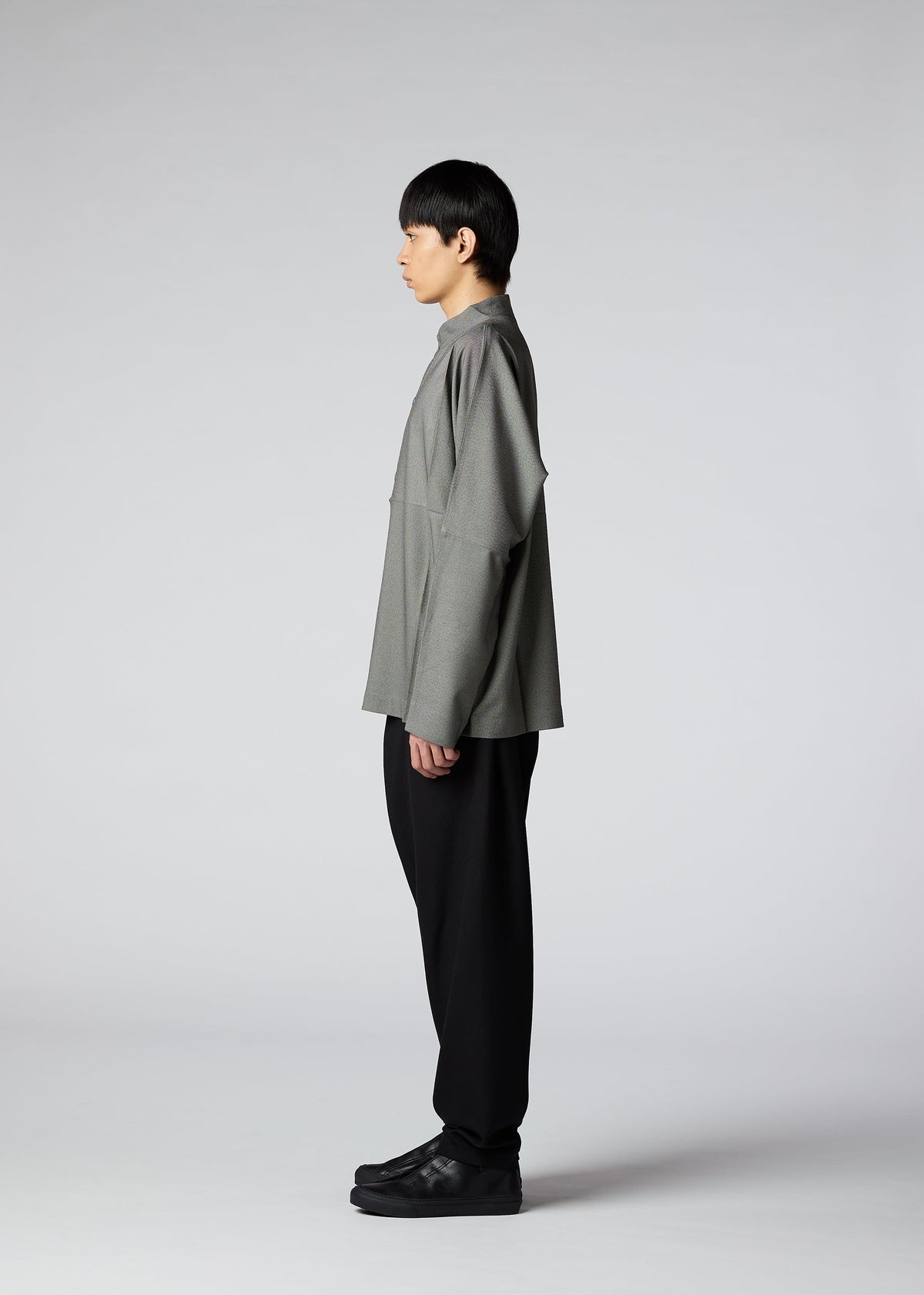 A model wears the IM Men WOOL LIKE COMPACT SHIRT shirt.