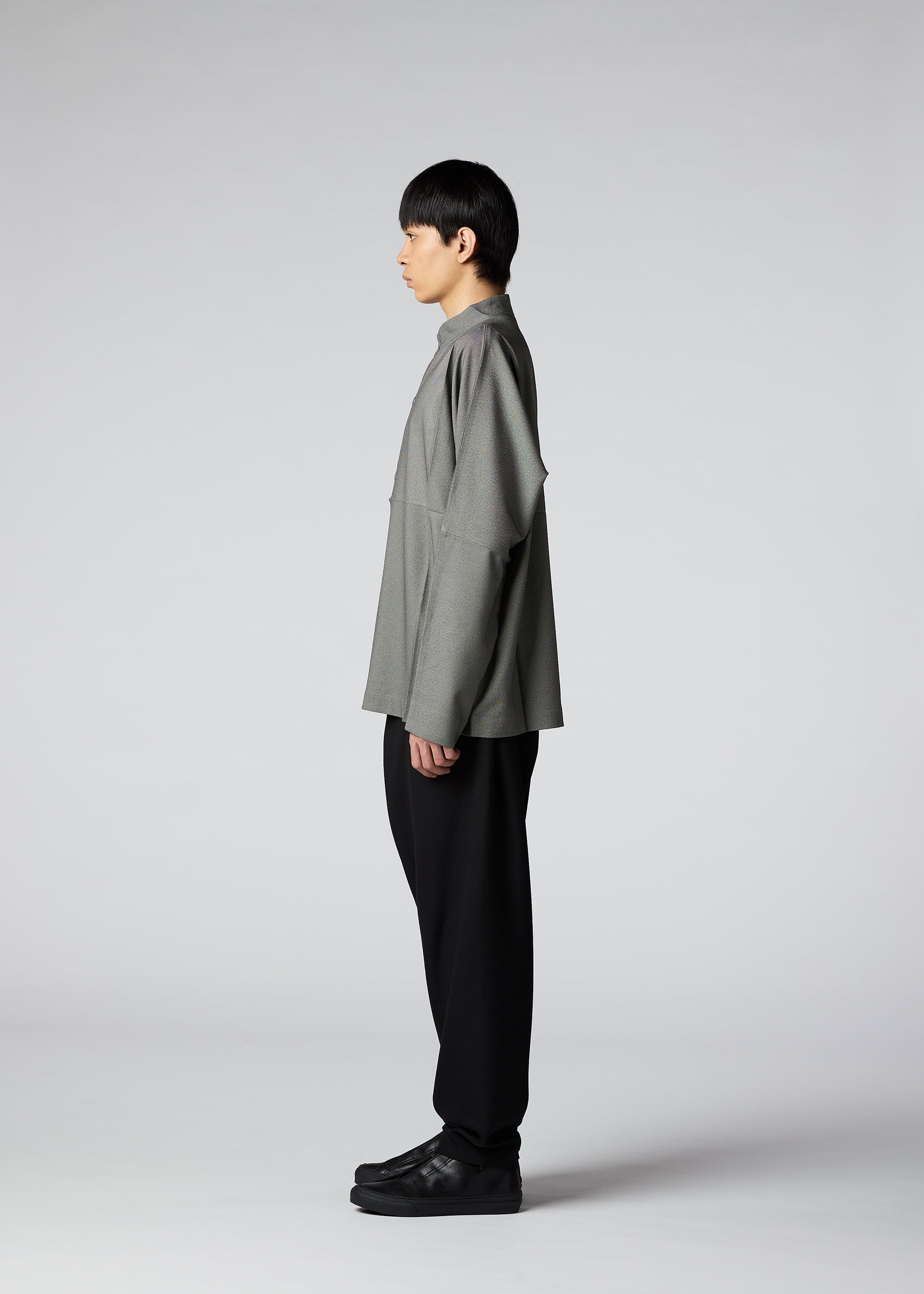 A model wears the IM Men WOOL LIKE COMPACT SHIRT shirt.