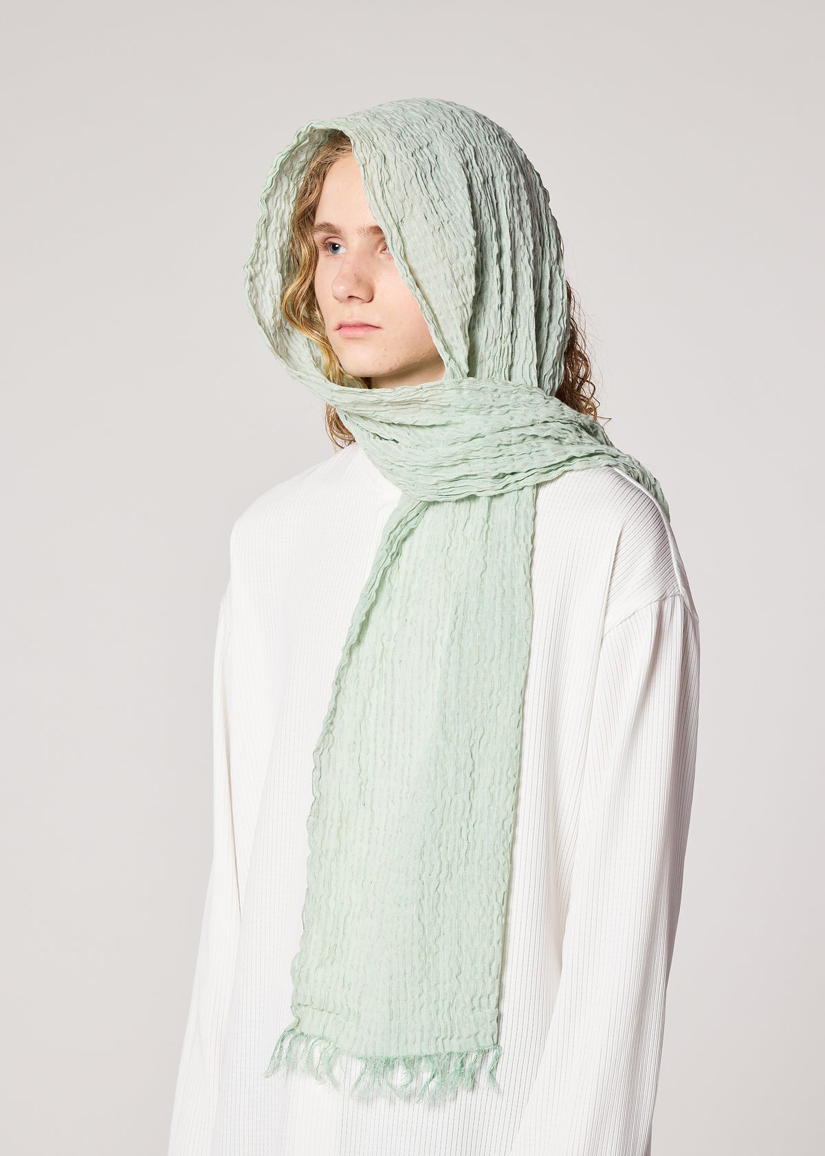 SHRINK BORDER STOLE Stole Sage Green