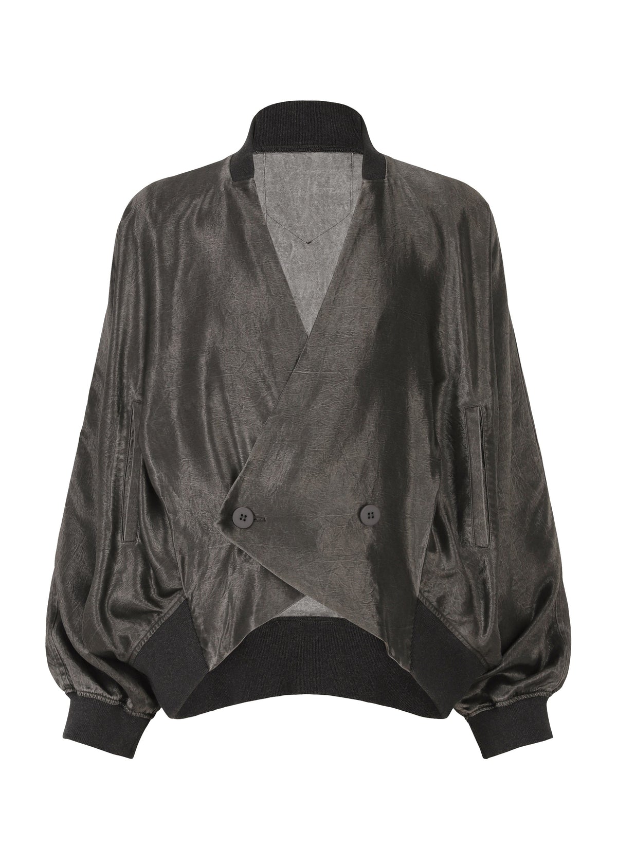 A product shot of the IM Men SATIN WASH jacket in charcoal grey (13), recurring_style.