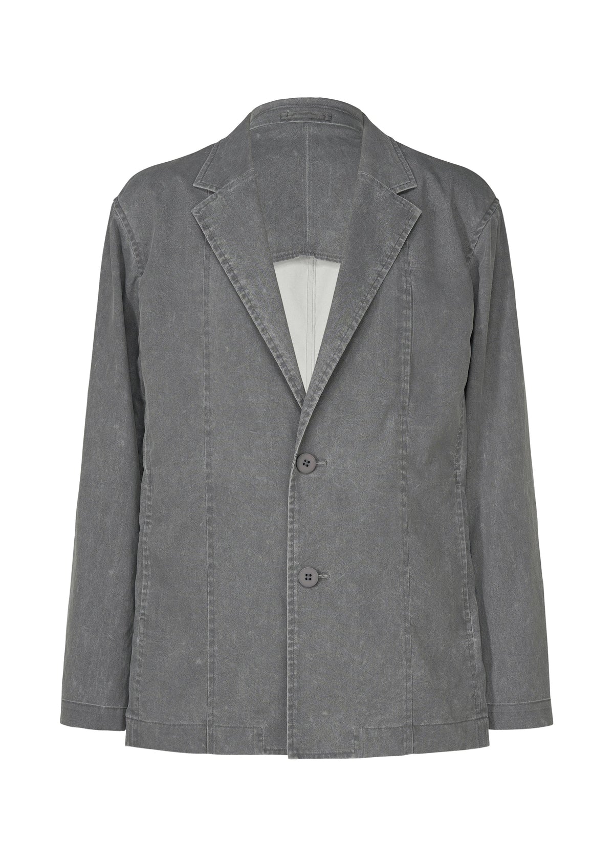 A product shot of the IM MEN AIR WASH jacket in gray.