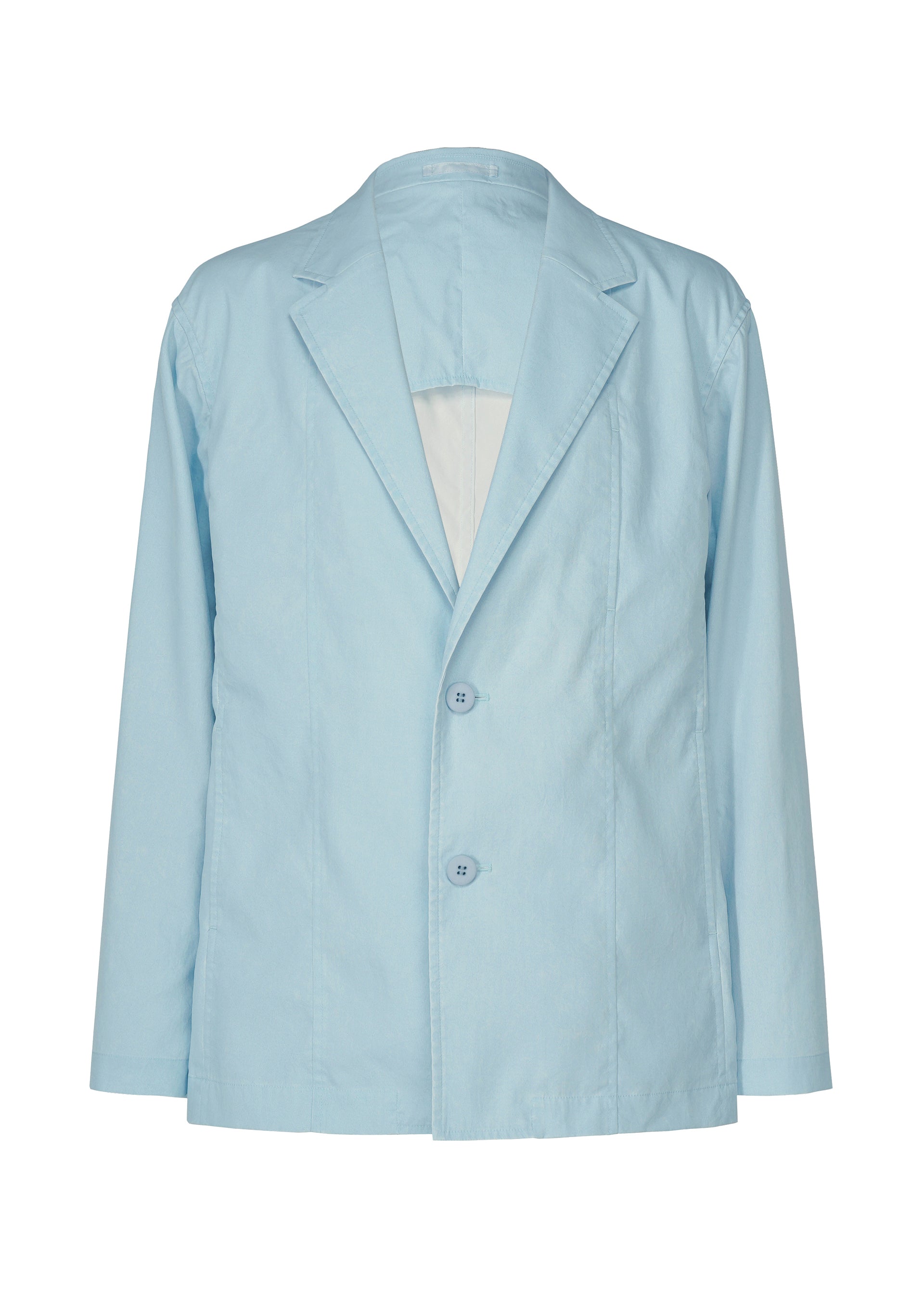 A product shot of the IM MEN AIR WASH jacket in light blue.