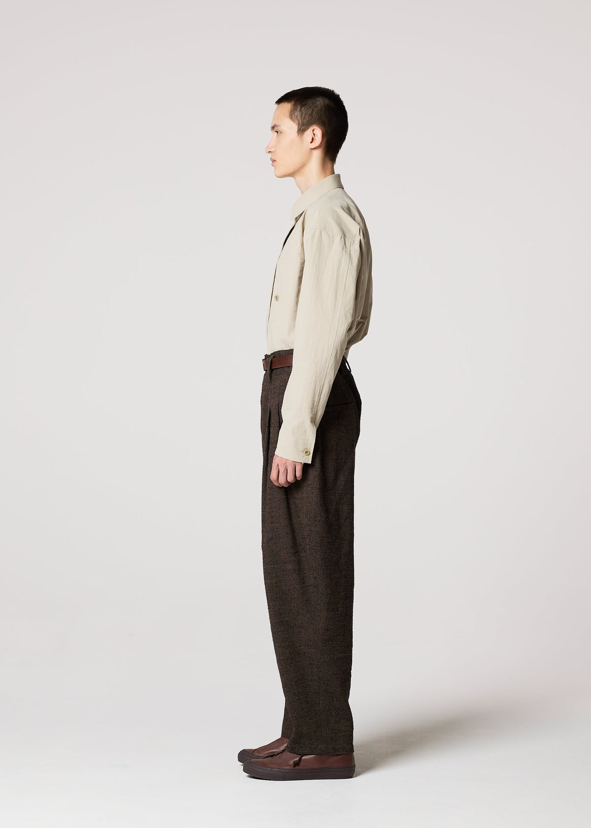 A model wears the IM MEN TEXTURES prêt à porter.