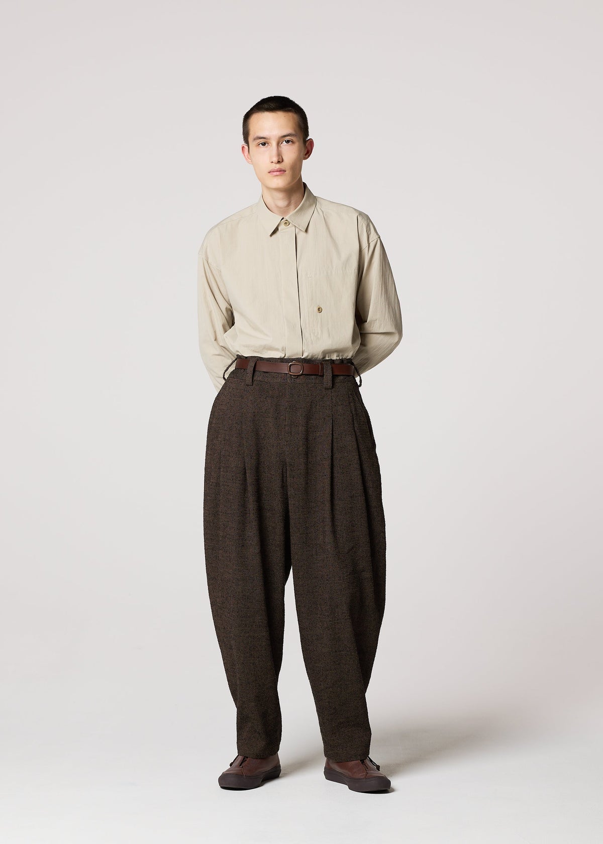 A model wears the IM MEN TEXTURES prêt à porter.