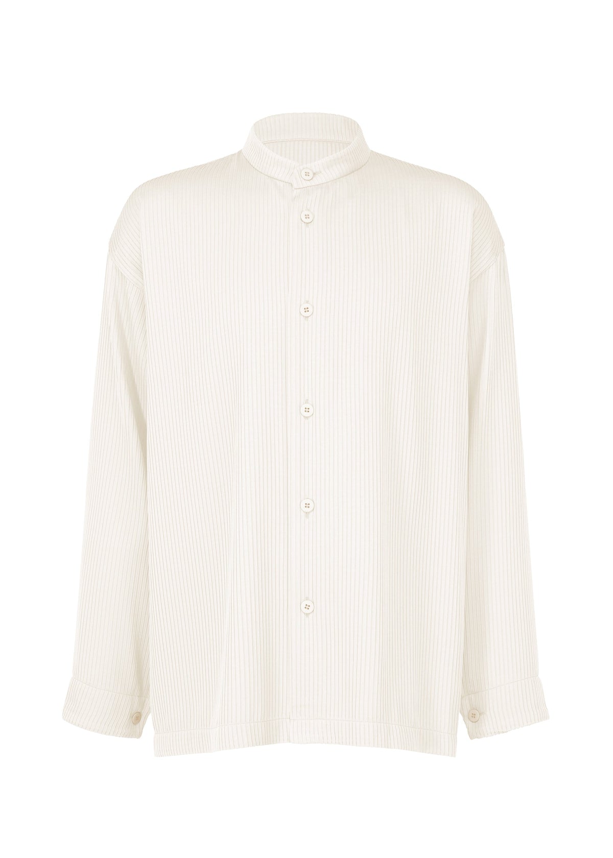 A product shot of the IM MEN ONE SIDE TUCK SHIRT prêt à porter in special white (02).