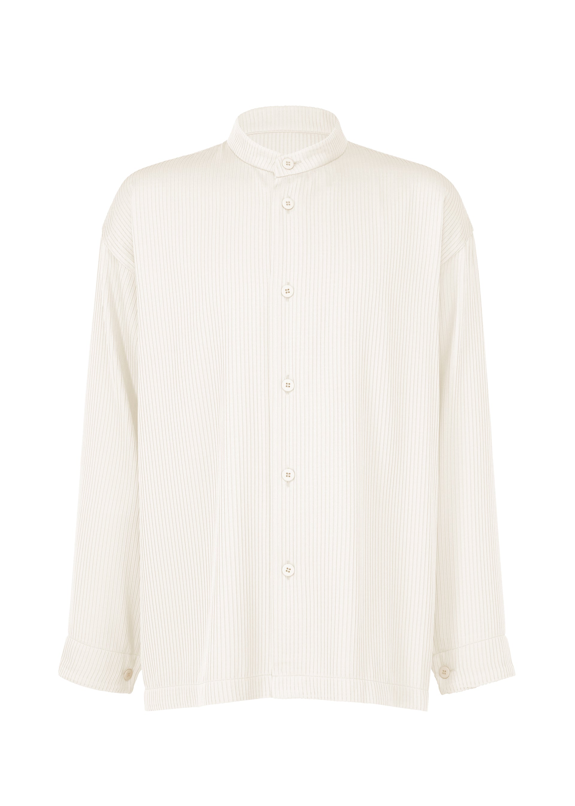 A product shot of the IM MEN ONE SIDE TUCK SHIRT prêt à porter in special white (02).