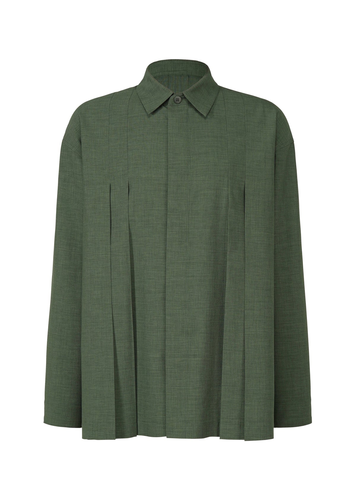 A product shot of the IM Men LINEN LIKE SHIRT shirt in dark green (63), recurring_style.