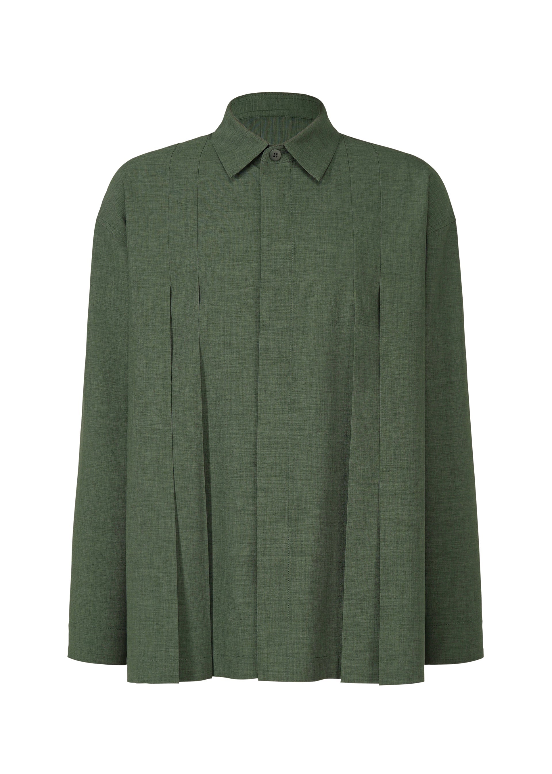 A product shot of the IM Men LINEN LIKE SHIRT shirt in dark green (63), recurring_style.