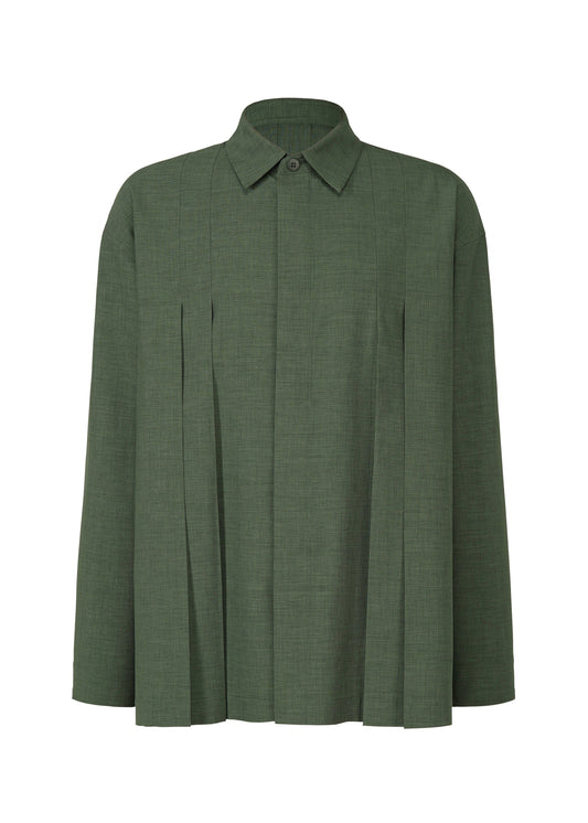 A product shot of the IM Men LINEN LIKE SHIRT shirt in dark green (63), recurring_style.